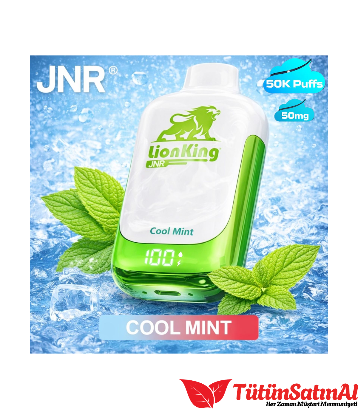 JNR LionKing 50K Cool Mint Elektronik Sigara 1 JNR LionKing 50K Cool Mint Elektronik Sigara