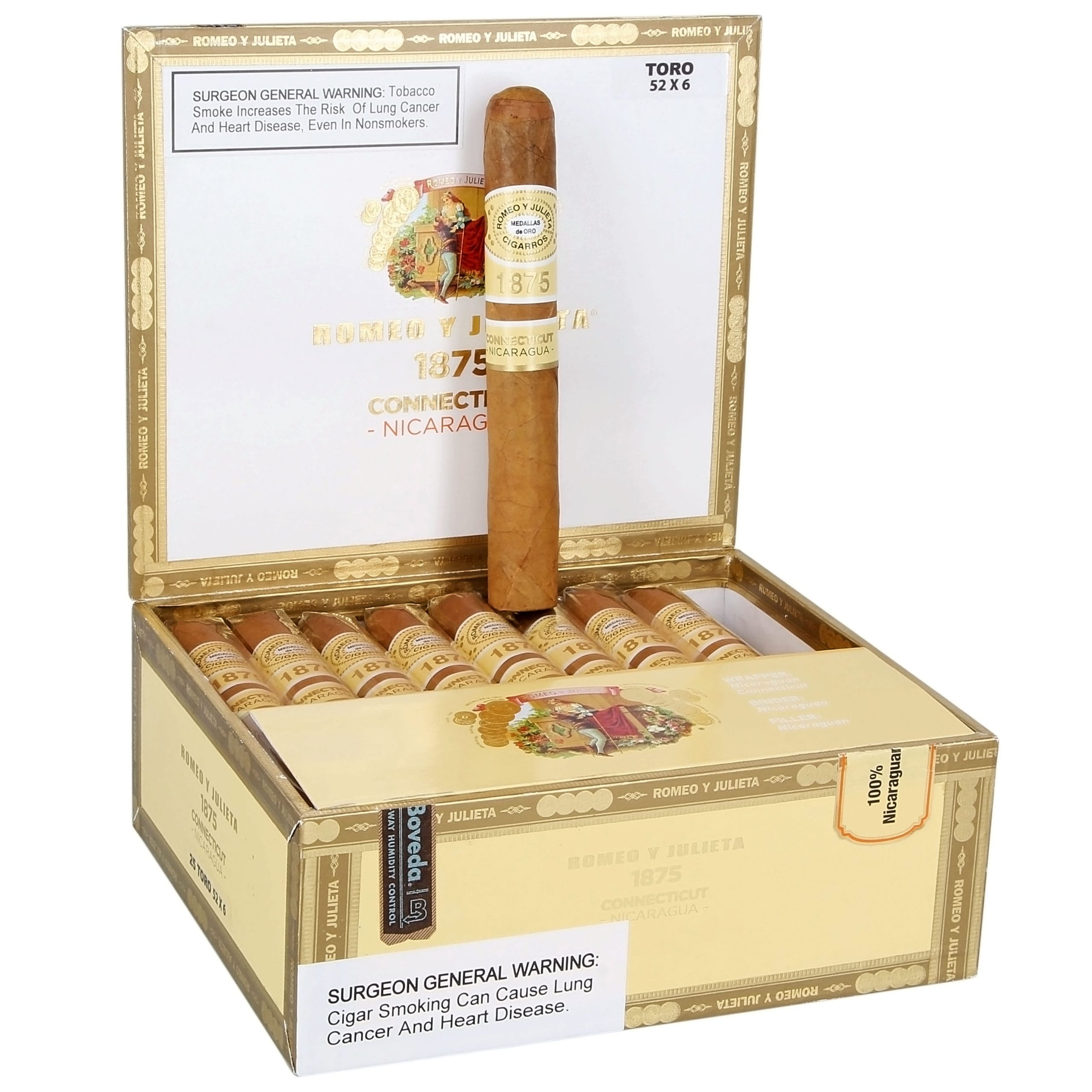 Romeo y Julieta 1875 Connecticut Nicaragua Toro Puro – 25’li Kutu 1 Romeo y Julieta 1875 Connecticut Nicaragua Toro Puro – 25’li Kutu ürün görseli